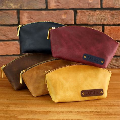 personalized leather cosmetic bag